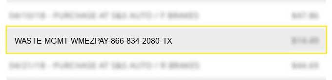 waste mgmt wmezpay 866-834-2080 tx charge image